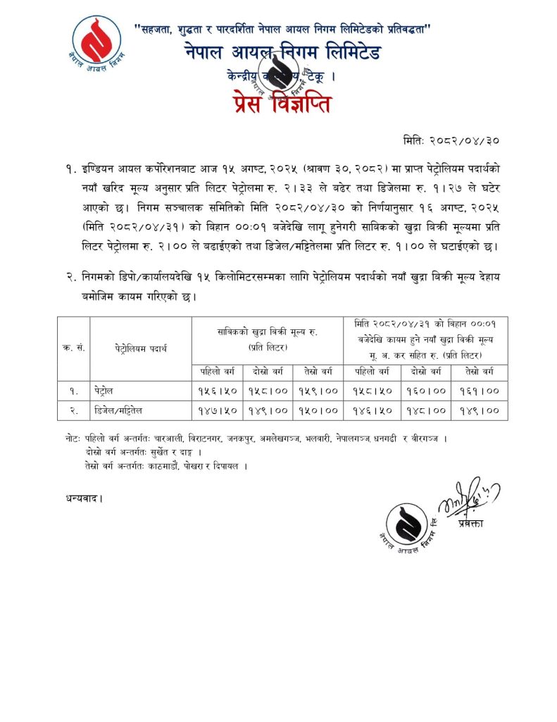 Oil Nigam Notice